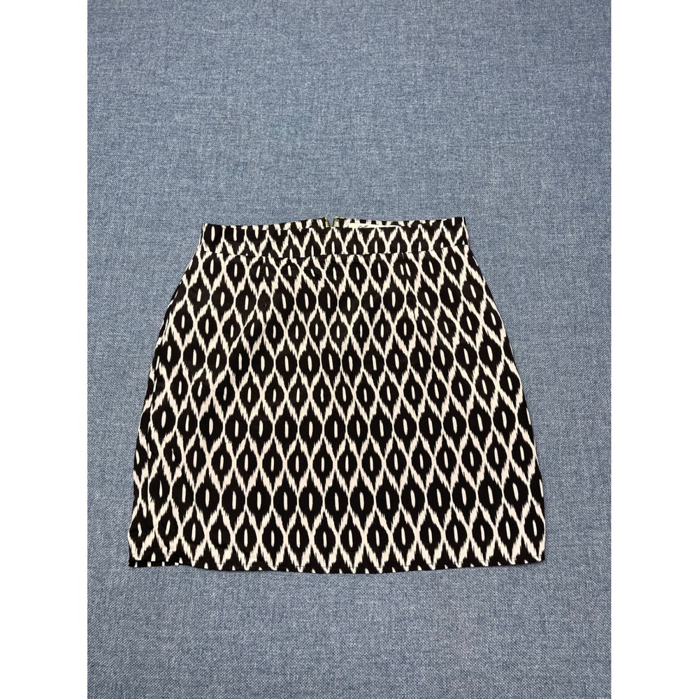 Annabella Ikat Print Mini Skirt Black White Neon Yellow Zipper  Large
